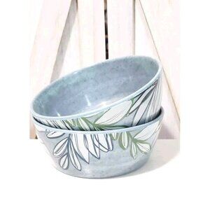 Crate and Barrel Cruz Melamine Botanical Soup Cereal Bowl Set 2 HTF  Appx. 7x5x3